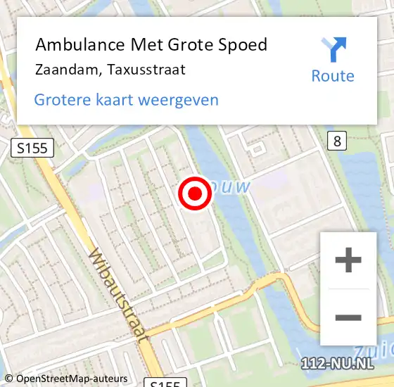 Locatie op kaart van de 112 melding: Ambulance Met Grote Spoed Naar Zaandam, Taxusstraat op 10 november 2023 09:51