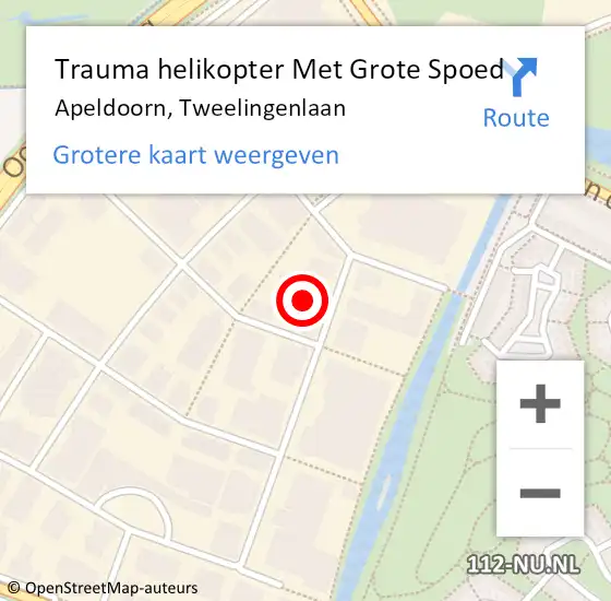 Locatie op kaart van de 112 melding: Trauma helikopter Met Grote Spoed Naar Apeldoorn, Tweelingenlaan op 10 november 2023 09:55