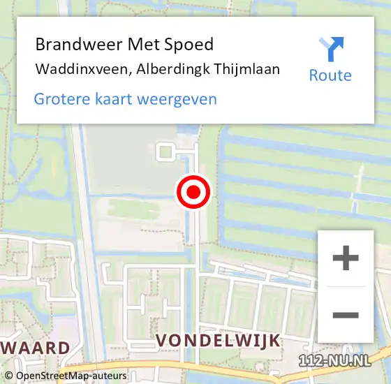 Locatie op kaart van de 112 melding: Brandweer Met Spoed Naar Waddinxveen, Alberdingk Thijmlaan op 14 september 2014 20:30