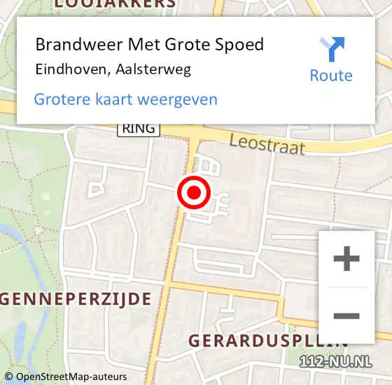 Locatie op kaart van de 112 melding: Brandweer Met Grote Spoed Naar Eindhoven, Aalsterweg op 10 november 2023 10:36