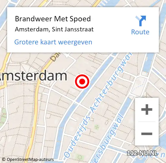 Locatie op kaart van de 112 melding: Brandweer Met Spoed Naar Amsterdam, Sint Jansstraat op 10 november 2023 10:39