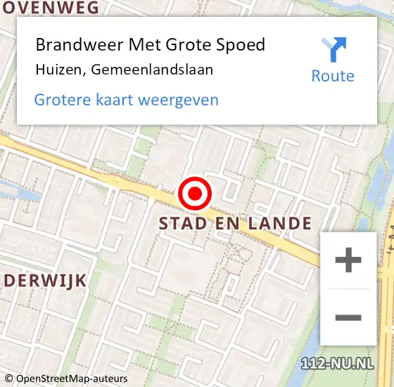 Locatie op kaart van de 112 melding: Brandweer Met Grote Spoed Naar Huizen, Gemeenlandslaan op 10 november 2023 10:46