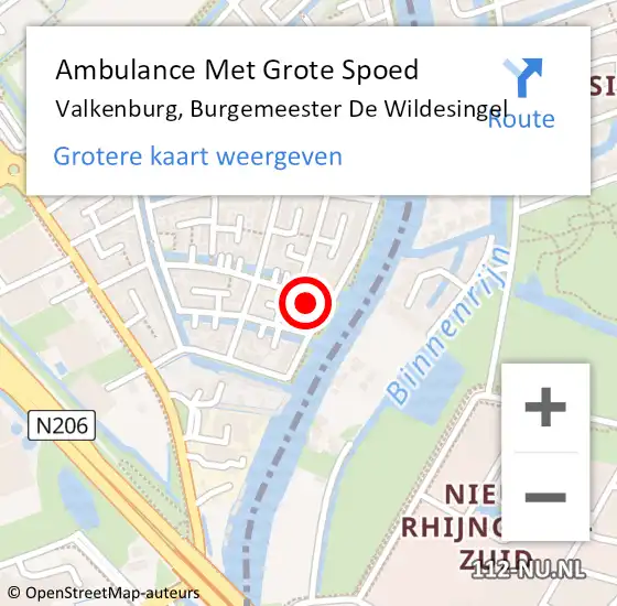 Locatie op kaart van de 112 melding: Ambulance Met Grote Spoed Naar Valkenburg, Burgemeester De Wildesingel op 10 november 2023 10:49