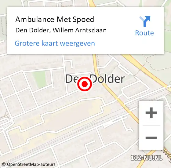 Locatie op kaart van de 112 melding: Ambulance Met Spoed Naar Den Dolder, Willem Arntszlaan op 14 september 2014 20:39