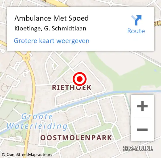 Locatie op kaart van de 112 melding: Ambulance Met Spoed Naar Kloetinge, G. Schmidtlaan op 14 september 2014 20:41