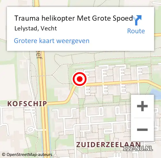 Locatie op kaart van de 112 melding: Trauma helikopter Met Grote Spoed Naar Lelystad, Vecht op 10 november 2023 11:17