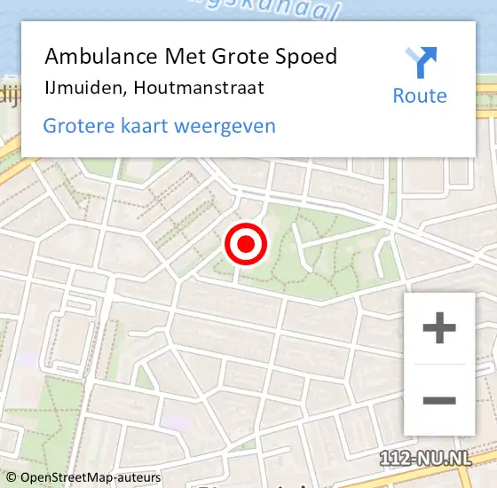 Locatie op kaart van de 112 melding: Ambulance Met Grote Spoed Naar IJmuiden, Houtmanstraat op 10 november 2023 11:23