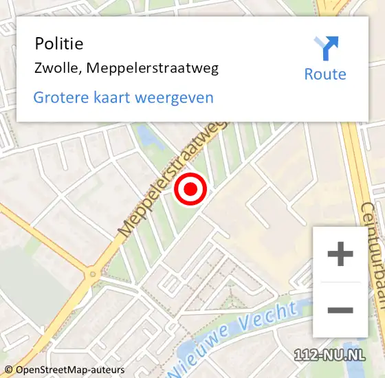 Locatie op kaart van de 112 melding: Politie Zwolle, Meppelerstraatweg op 10 november 2023 11:25