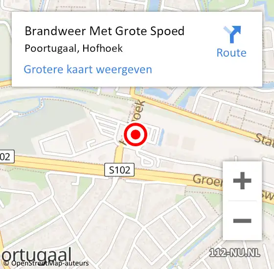 Locatie op kaart van de 112 melding: Brandweer Met Grote Spoed Naar Poortugaal, Hofhoek op 10 november 2023 11:25