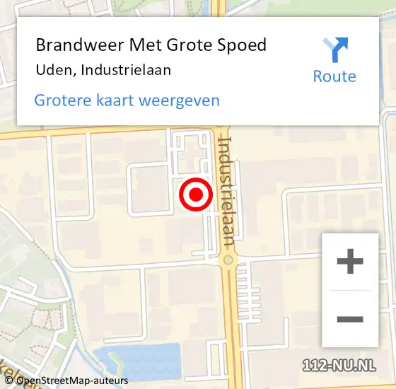 Locatie op kaart van de 112 melding: Brandweer Met Grote Spoed Naar Uden, Industrielaan op 10 november 2023 11:26