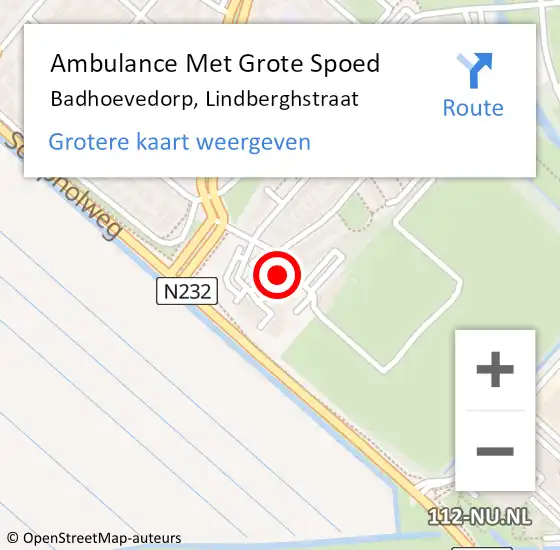 Locatie op kaart van de 112 melding: Ambulance Met Grote Spoed Naar Badhoevedorp, Lindberghstraat op 10 november 2023 11:28