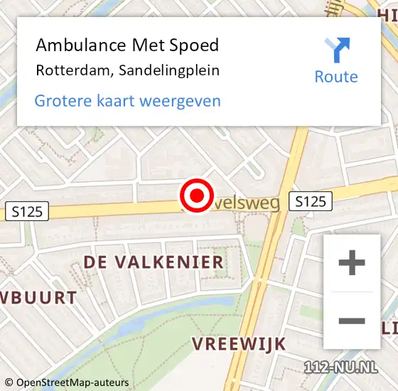 Locatie op kaart van de 112 melding: Ambulance Met Spoed Naar Rotterdam, Sandelingplein op 10 november 2023 11:58