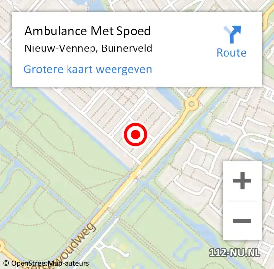 Locatie op kaart van de 112 melding: Ambulance Met Spoed Naar Nieuw-Vennep, Buinerveld op 10 november 2023 12:10