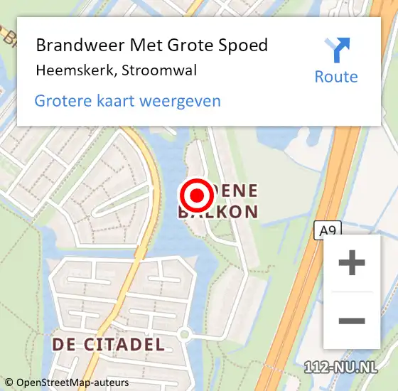 Locatie op kaart van de 112 melding: Brandweer Met Grote Spoed Naar Heemskerk, Stroomwal op 10 november 2023 12:13