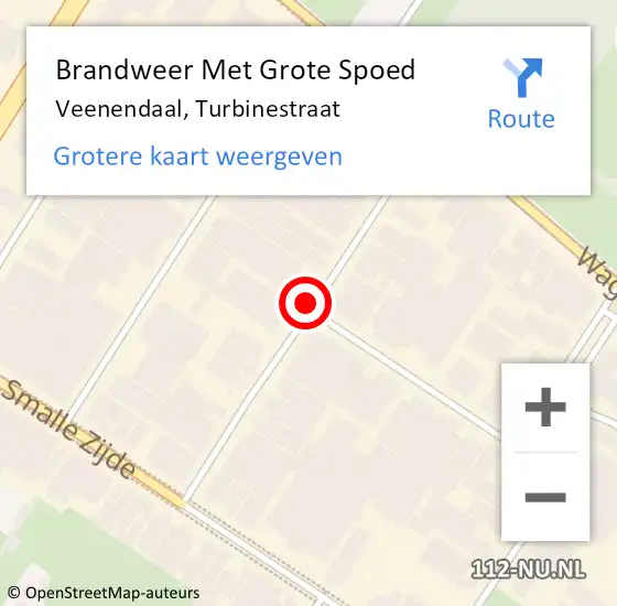 Locatie op kaart van de 112 melding: Brandweer Met Grote Spoed Naar Veenendaal, Turbinestraat op 10 november 2023 12:16