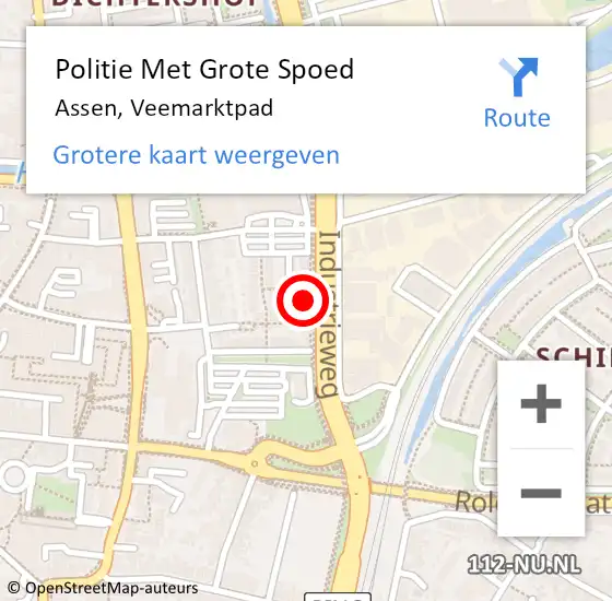 Locatie op kaart van de 112 melding: Politie Met Grote Spoed Naar Assen, Veemarktpad op 10 november 2023 12:20