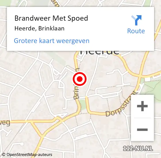 Locatie op kaart van de 112 melding: Brandweer Met Spoed Naar Heerde, Brinklaan op 10 november 2023 12:20