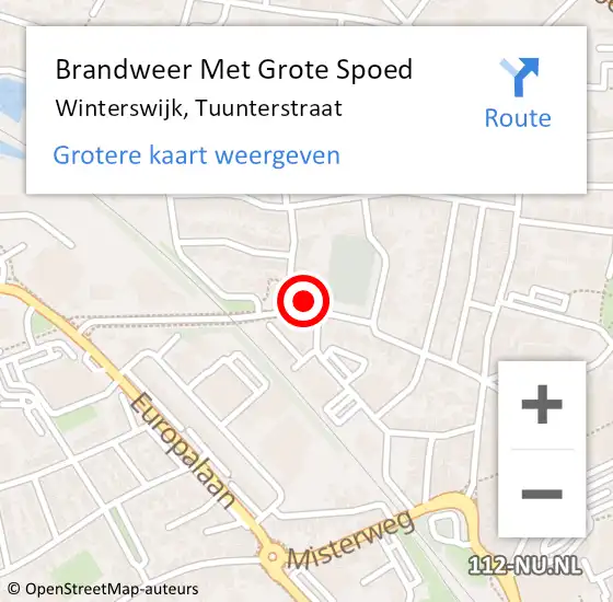 Locatie op kaart van de 112 melding: Brandweer Met Grote Spoed Naar Winterswijk, Tuunterstraat op 10 november 2023 12:34