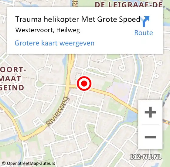 Locatie op kaart van de 112 melding: Trauma helikopter Met Grote Spoed Naar Westervoort, Heilweg op 10 november 2023 12:35