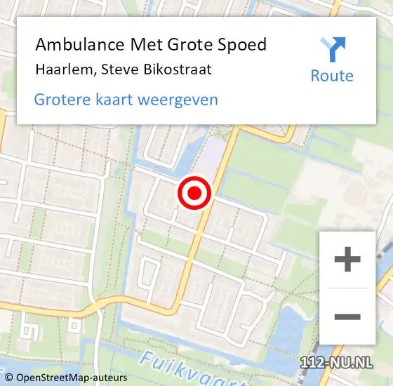 Locatie op kaart van de 112 melding: Ambulance Met Grote Spoed Naar Haarlem, Steve Bikostraat op 10 november 2023 12:37