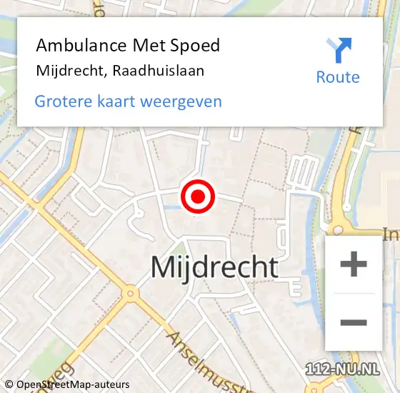 Locatie op kaart van de 112 melding: Ambulance Met Spoed Naar Mijdrecht, Raadhuislaan op 10 november 2023 13:15