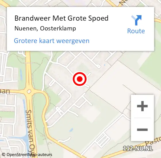 Locatie op kaart van de 112 melding: Brandweer Met Grote Spoed Naar Nuenen, Oosterklamp op 10 november 2023 13:39