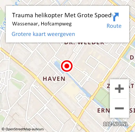 Locatie op kaart van de 112 melding: Trauma helikopter Met Grote Spoed Naar Wassenaar, Hofcampweg op 10 november 2023 13:49