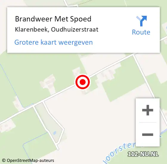 Locatie op kaart van de 112 melding: Brandweer Met Spoed Naar Klarenbeek, Oudhuizerstraat op 10 november 2023 13:52