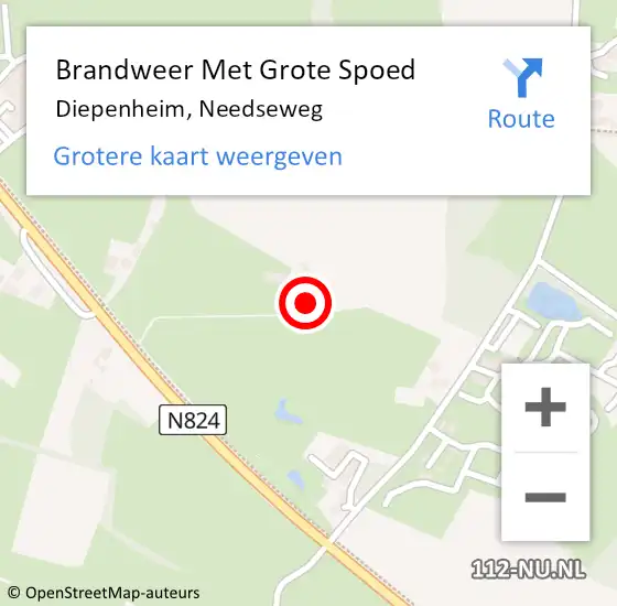 Locatie op kaart van de 112 melding: Brandweer Met Grote Spoed Naar Diepenheim, Needseweg op 10 november 2023 13:56