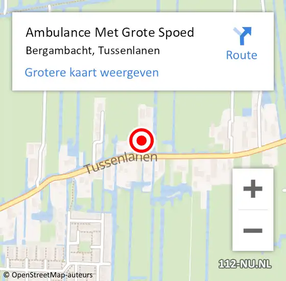 Locatie op kaart van de 112 melding: Ambulance Met Grote Spoed Naar Bergambacht, Tussenlanen op 10 november 2023 14:05