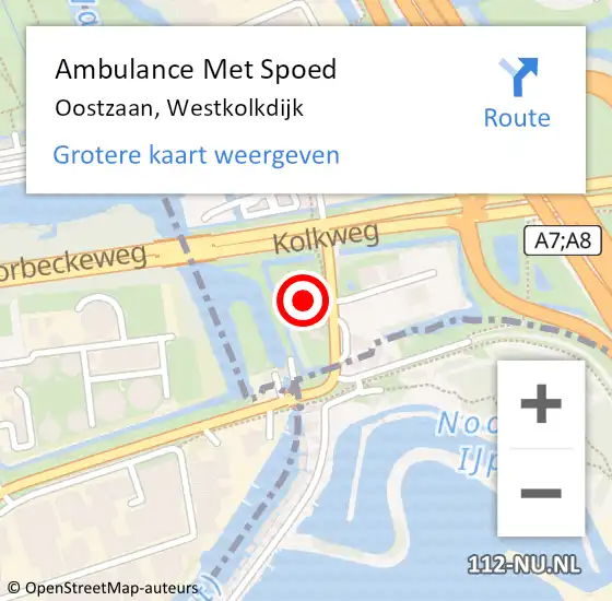 Locatie op kaart van de 112 melding: Ambulance Met Spoed Naar Oostzaan, Westkolkdijk op 10 november 2023 14:09