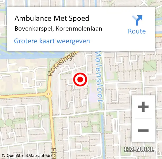 Locatie op kaart van de 112 melding: Ambulance Met Spoed Naar Bovenkarspel, Korenmolenlaan op 10 november 2023 14:11