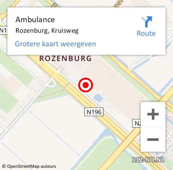 Locatie op kaart van de 112 melding: Ambulance Rozenburg, Kruisweg op 10 november 2023 14:15