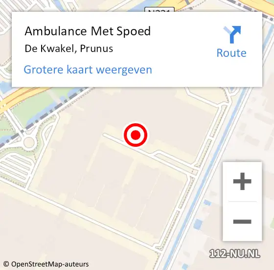 Locatie op kaart van de 112 melding: Ambulance Met Spoed Naar De Kwakel, Prunus op 10 november 2023 14:21