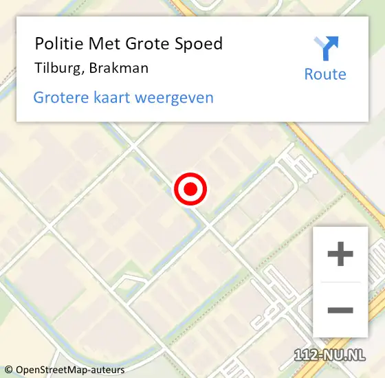 Locatie op kaart van de 112 melding: Politie Met Grote Spoed Naar Tilburg, Brakman op 10 november 2023 14:52