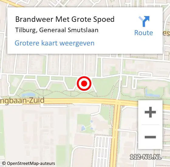 Locatie op kaart van de 112 melding: Brandweer Met Grote Spoed Naar Tilburg, Generaal Smutslaan op 10 november 2023 15:16