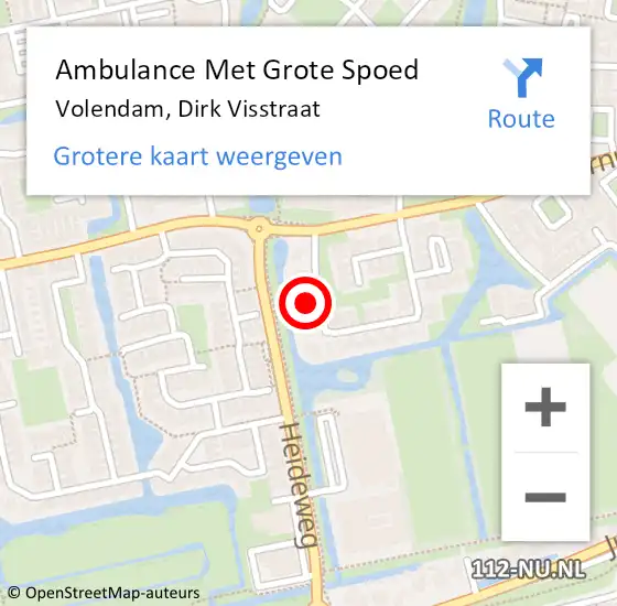 Locatie op kaart van de 112 melding: Ambulance Met Grote Spoed Naar Volendam, Dirk Visstraat op 10 november 2023 15:34