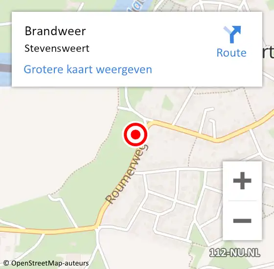 Locatie op kaart van de 112 melding: Brandweer Stevensweert op 14 september 2014 21:38