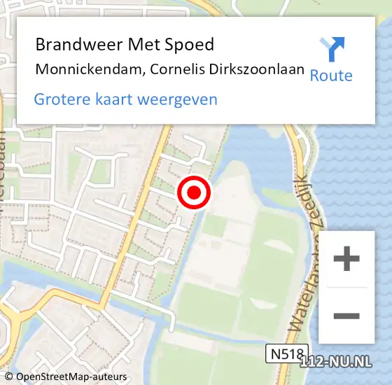 Locatie op kaart van de 112 melding: Brandweer Met Spoed Naar Monnickendam, Cornelis Dirkszoonlaan op 10 november 2023 15:45