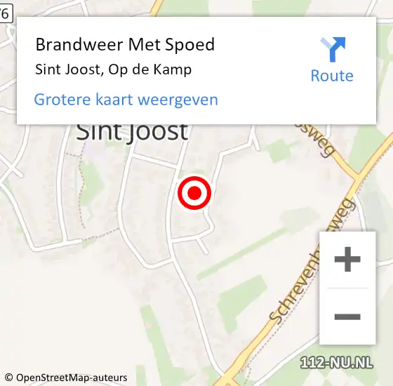 Locatie op kaart van de 112 melding: Brandweer Met Spoed Naar Sint Joost, Op de Kamp op 10 november 2023 15:49