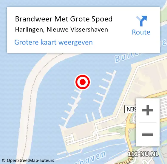 Locatie op kaart van de 112 melding: Brandweer Met Grote Spoed Naar Harlingen, Nieuwe Vissershaven op 14 september 2014 21:43