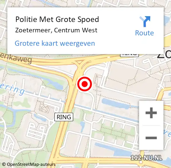 Locatie op kaart van de 112 melding: Politie Met Grote Spoed Naar Zoetermeer, Centrum West op 10 november 2023 16:03