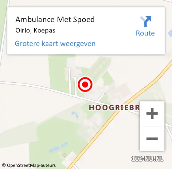 Locatie op kaart van de 112 melding: Ambulance Met Spoed Naar Oirlo, Koepas op 14 september 2014 21:44