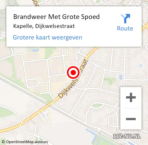 Locatie op kaart van de 112 melding: Brandweer Met Grote Spoed Naar Kapelle, Dijkwelsestraat op 10 november 2023 16:16