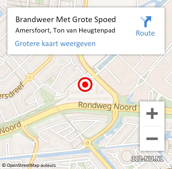 Locatie op kaart van de 112 melding: Brandweer Met Grote Spoed Naar Amersfoort, Ton van Heugtenpad op 10 november 2023 16:36