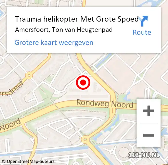 Locatie op kaart van de 112 melding: Trauma helikopter Met Grote Spoed Naar Amersfoort, Ton van Heugtenpad op 10 november 2023 16:37