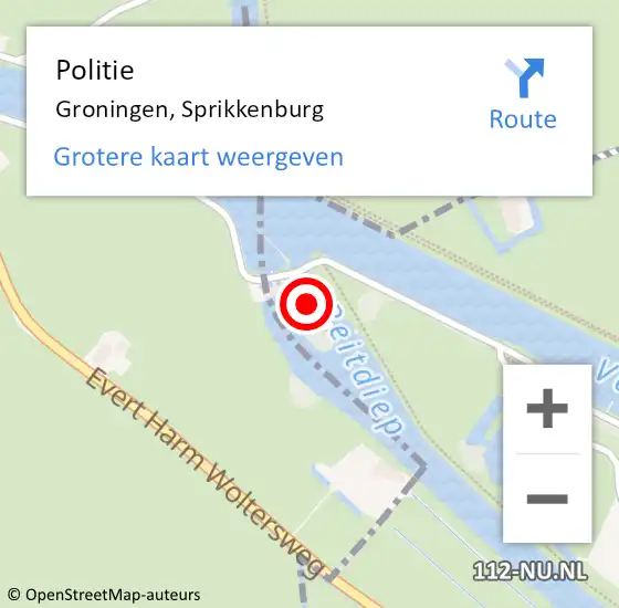 Locatie op kaart van de 112 melding: Politie Groningen, Sprikkenburg op 10 november 2023 16:43