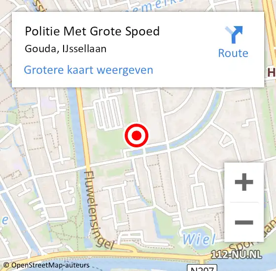 Locatie op kaart van de 112 melding: Politie Met Grote Spoed Naar Gouda, IJssellaan op 10 november 2023 16:58