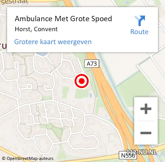 Locatie op kaart van de 112 melding: Ambulance Met Grote Spoed Naar Horst, Convent op 14 september 2014 21:56