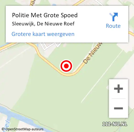 Locatie op kaart van de 112 melding: Politie Met Grote Spoed Naar Sleeuwijk, De Nieuwe Roef op 10 november 2023 17:00